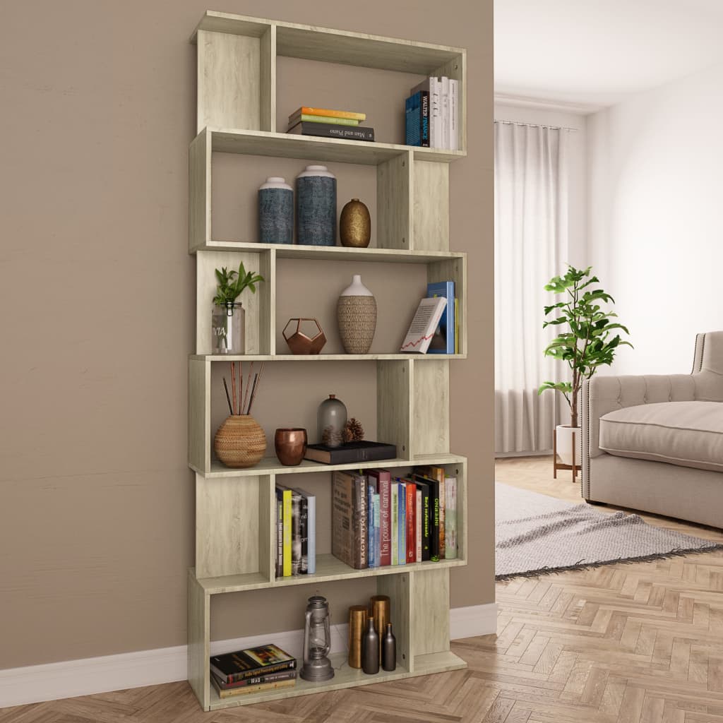 Libreria/divisorio Rovere Sonoma 80x24x192 Cm Legno Multistrato