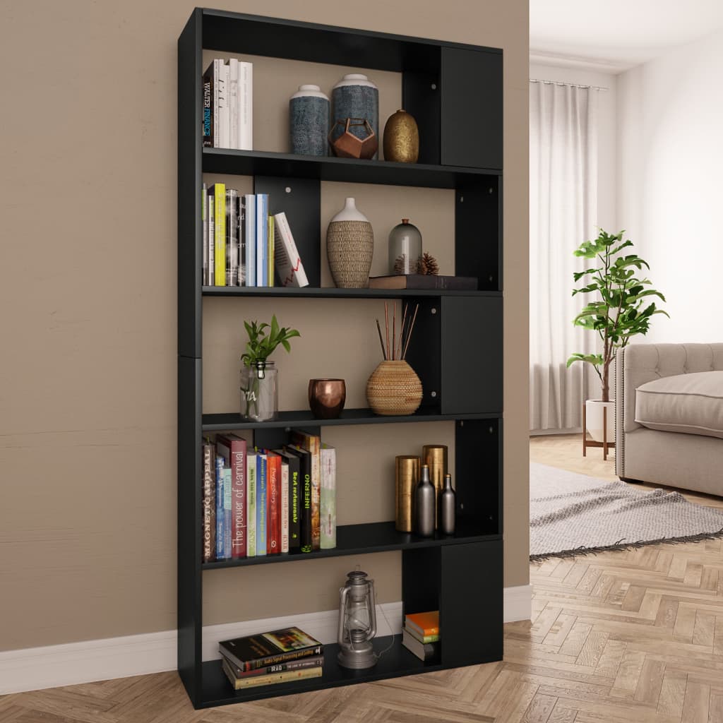 Libreria/divisorio Nero 80x24x159 Cm In Legno Multistrato