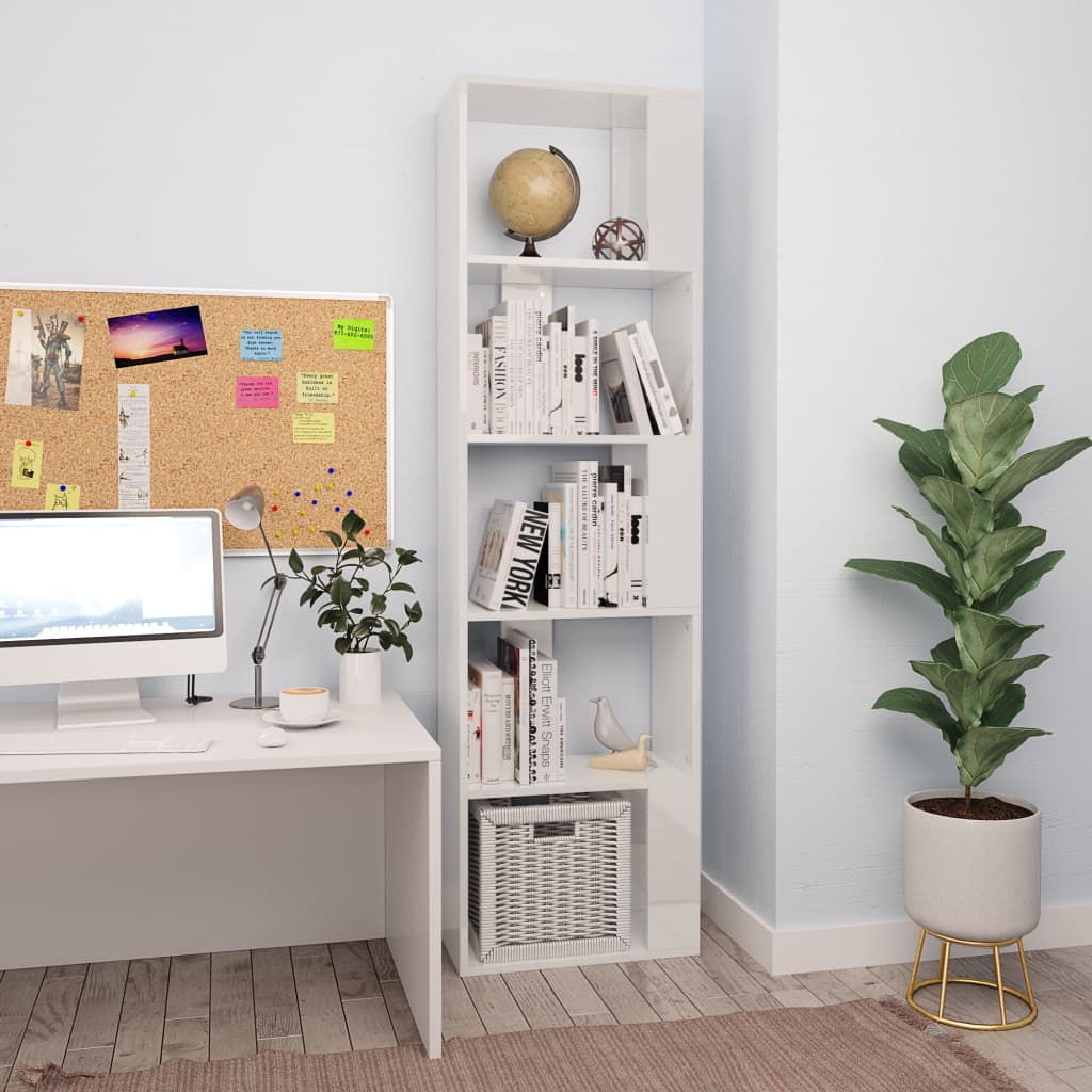 Libreria/divisorio Bianco Lucido 45x24x159 Cm Legno Multistrato