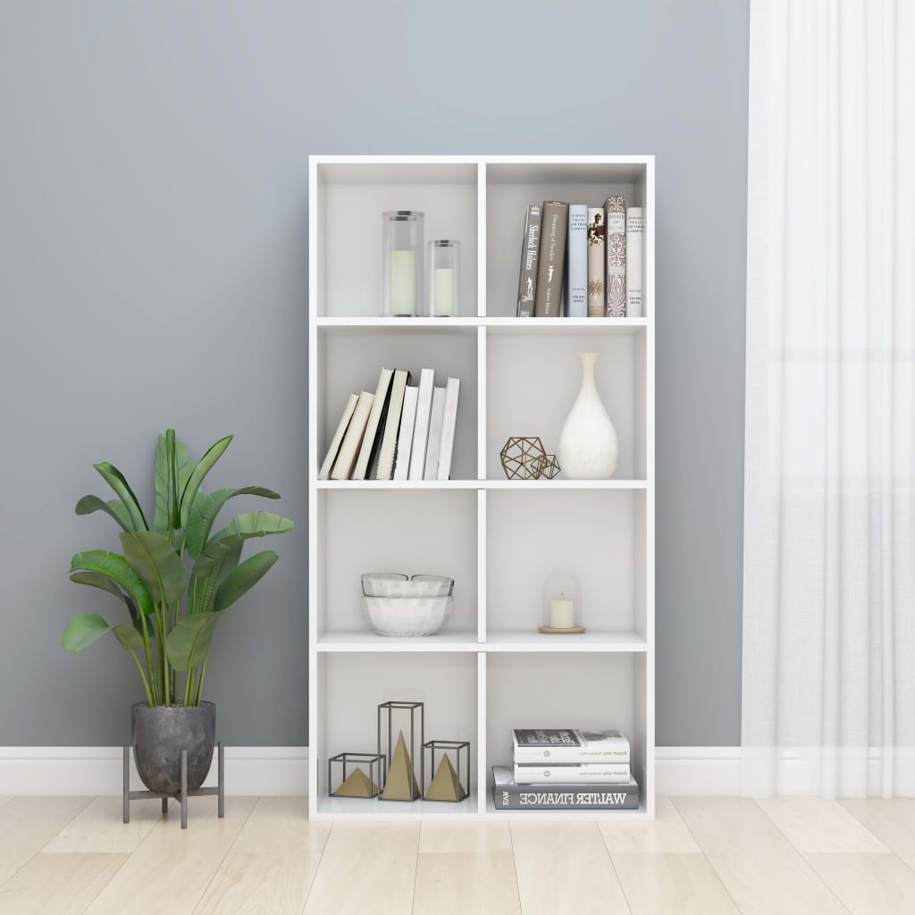Libreria/credenza Bianco Lucido 66x30x130 Cm Legno Multistrato