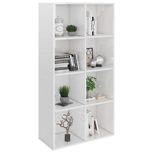 Libreria/credenza Bianco Lucido 66x30x130 Cm Legno Multistrato - Image 3