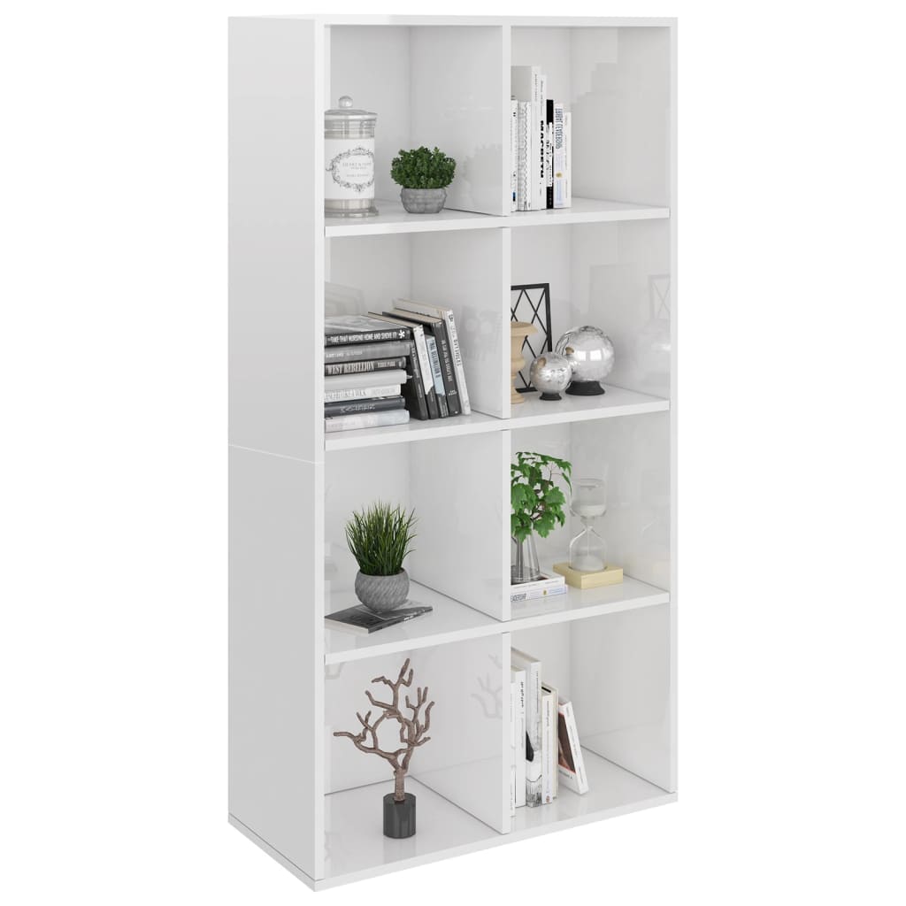 Libreria/credenza Bianco Lucido 66x30x130 Cm Legno Multistrato - Image 3