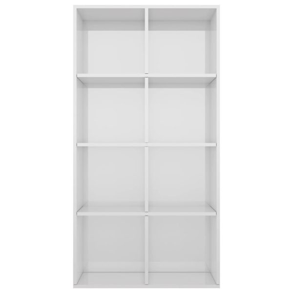 Libreria/credenza Bianco Lucido 66x30x130 Cm Legno Multistrato - Image 4