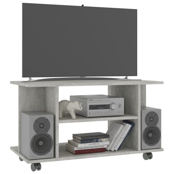 Mobile Tv Con Ruote Grigio Cemento 80x40x45 Cm In Multistrato - Image 3