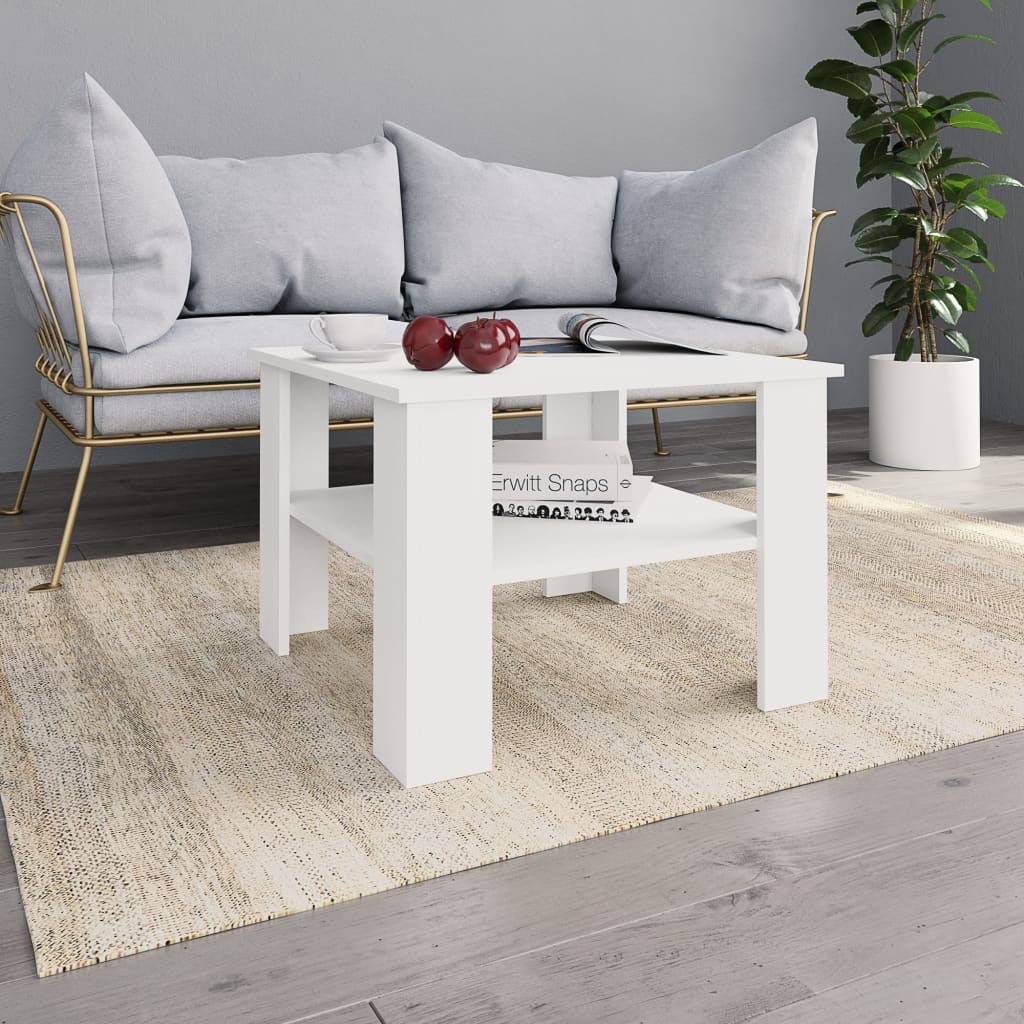 Tavolino Da Salotto Bianco 60x60x42 Cm In Legno Multistrato