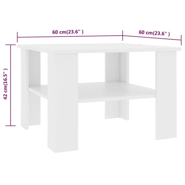 Tavolino Da Salotto Bianco 60x60x42 Cm In Legno Multistrato - Image 5