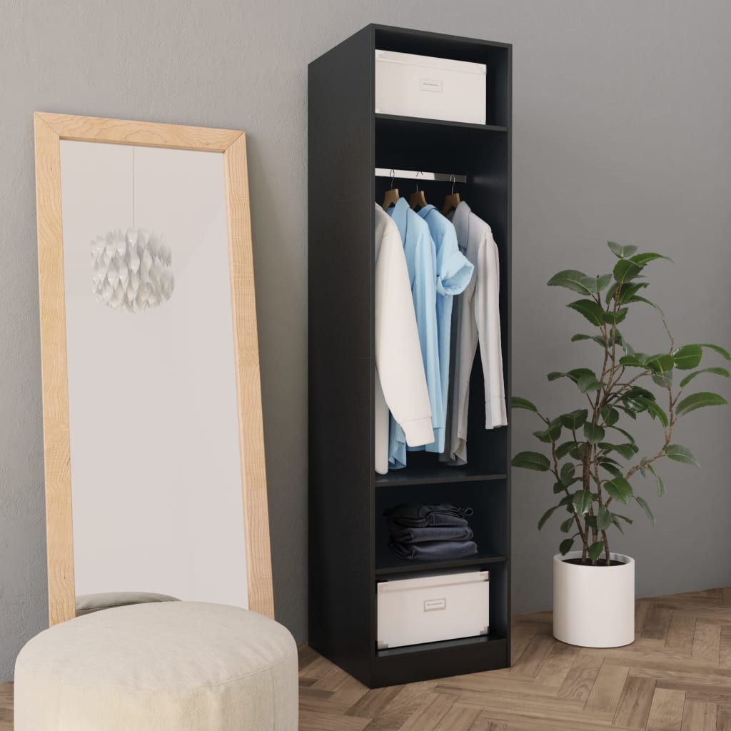 Armadio Nero 50x50x200 Cm In Legno Multistrato