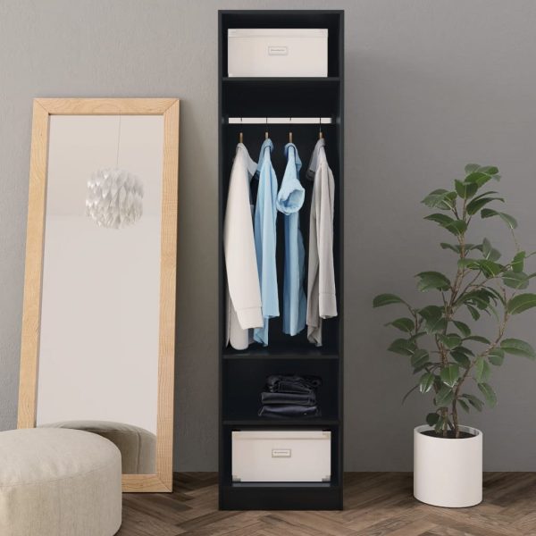 Armadio Nero 50x50x200 Cm In Legno Multistrato - Image 3