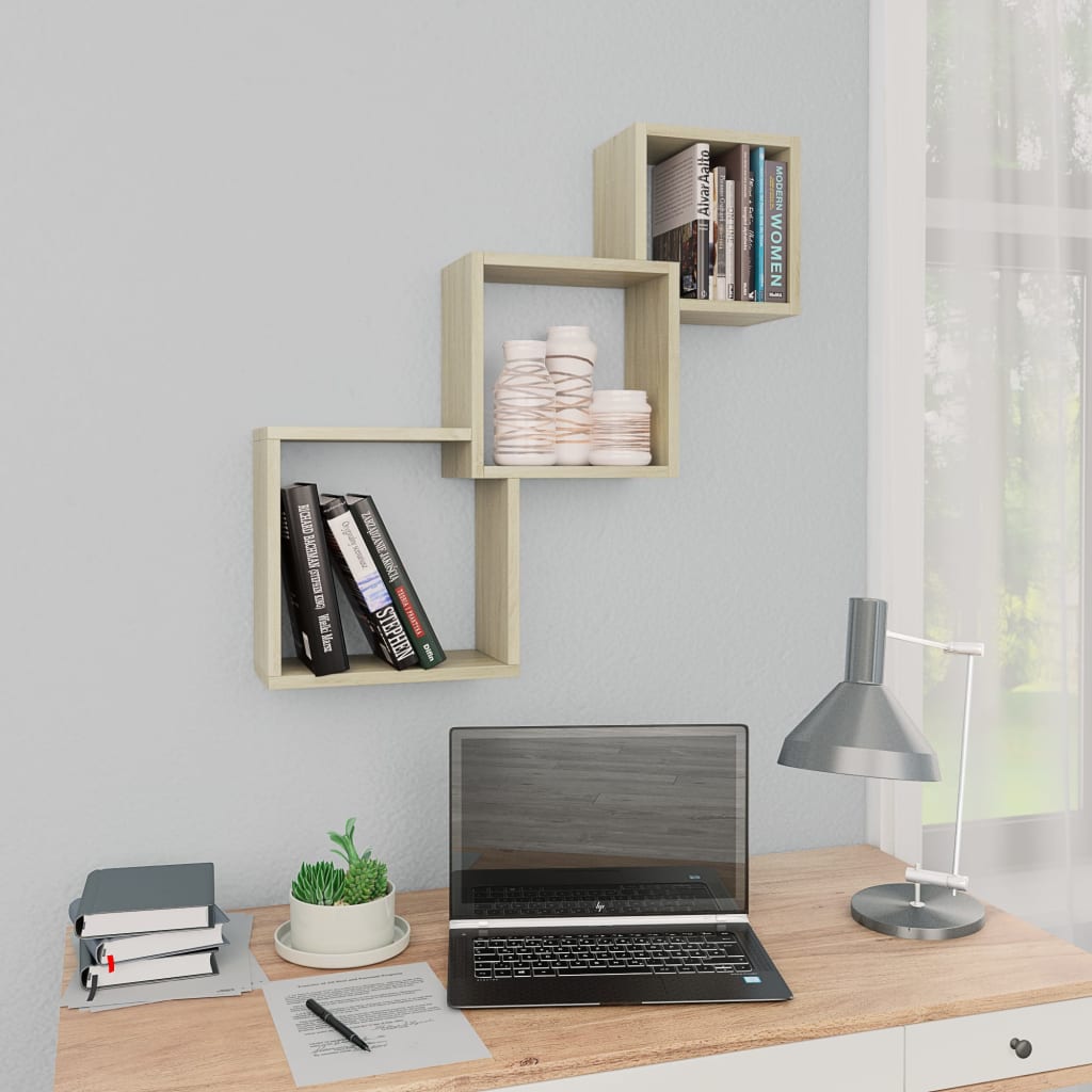 Mensole A Muro Cubiche In Rovere Sonoma 68x15x68cm Truciolato