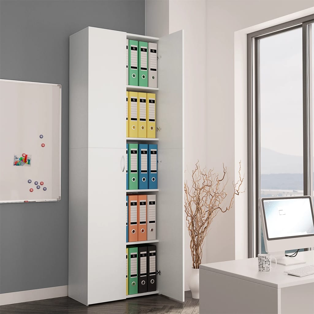 Armadio Per Ufficio Bianco 60x32x190 Cm In Legno Multistrato