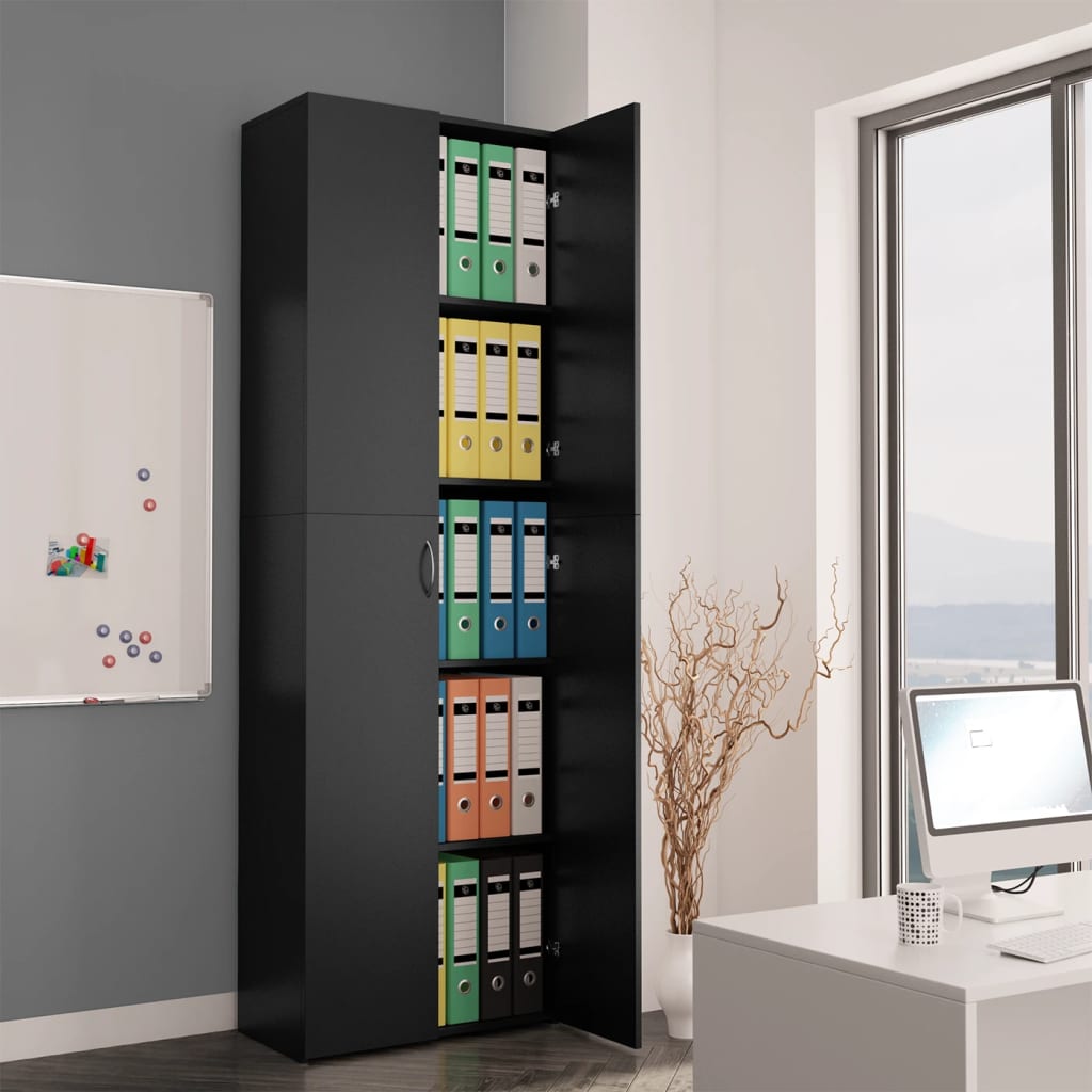 Armadio Per Ufficio Nero 60x32x190 Cm In Legno Multistrato