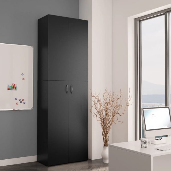 Armadio Per Ufficio Nero 60x32x190 Cm In Legno Multistrato - Image 3