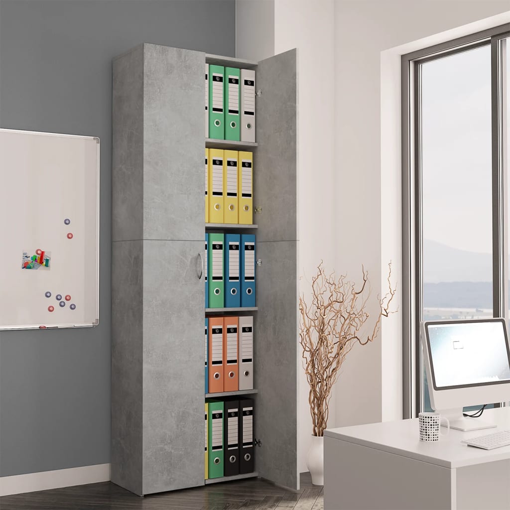 Armadio Da Ufficio Grigio Cemento 60x32x190cm Legno Multistrato