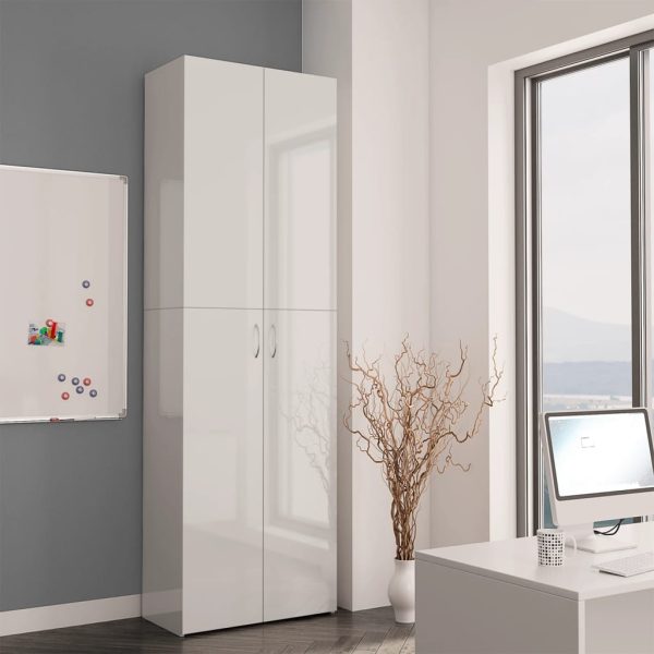 Armadio Per Ufficio Bianco Lucido 60x32x190cm Legno Multistrato - Image 3