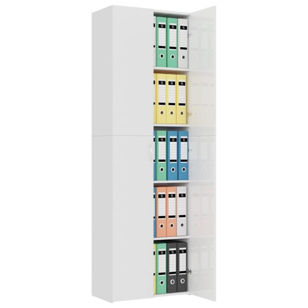 Armadio Per Ufficio Bianco Lucido 60x32x190cm Legno Multistrato - Image 4