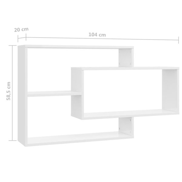 Mensole A Muro Bianco Lucido 104x20x58,5cm In Legno Multistrato - Image 6