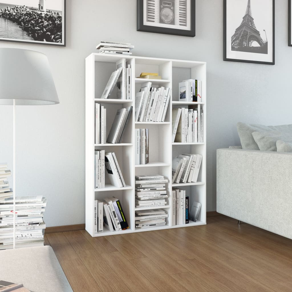 Libreria/divisorio Bianco 100x24x140 Cm In Legno Multistrato