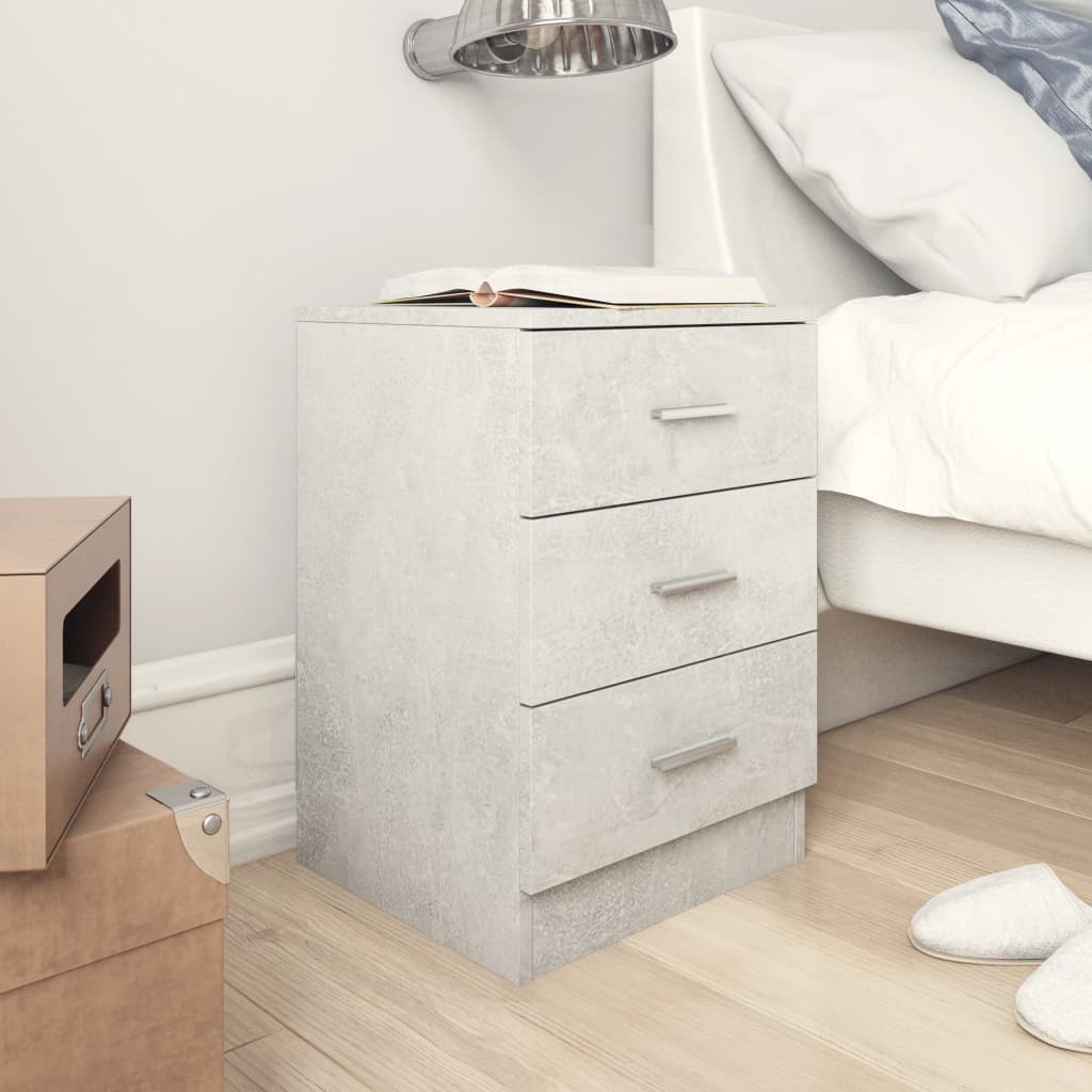 Comodino Grigio Cemento 38x35x56 Cm In Legno Multistrato