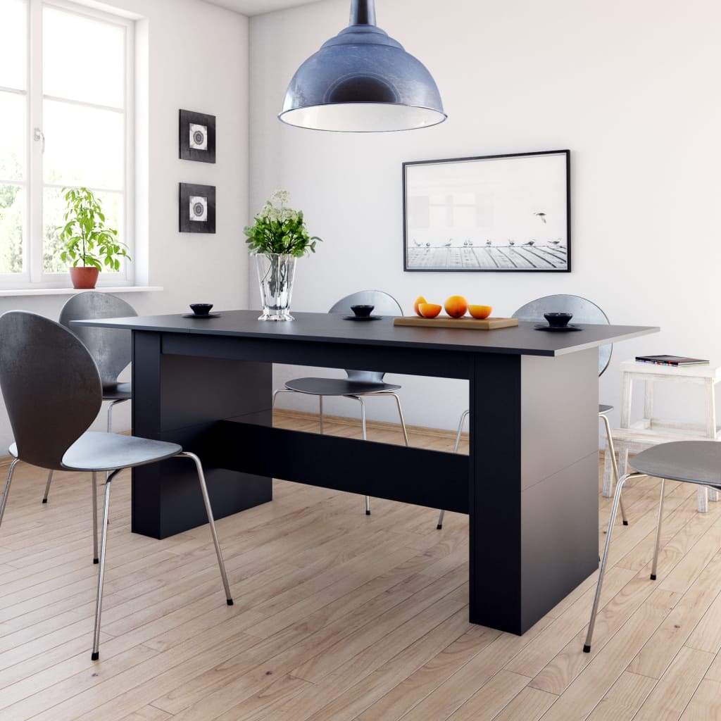 Tavolo Da Pranzo Nero 180x90x76 Cm In Legno Multistrato