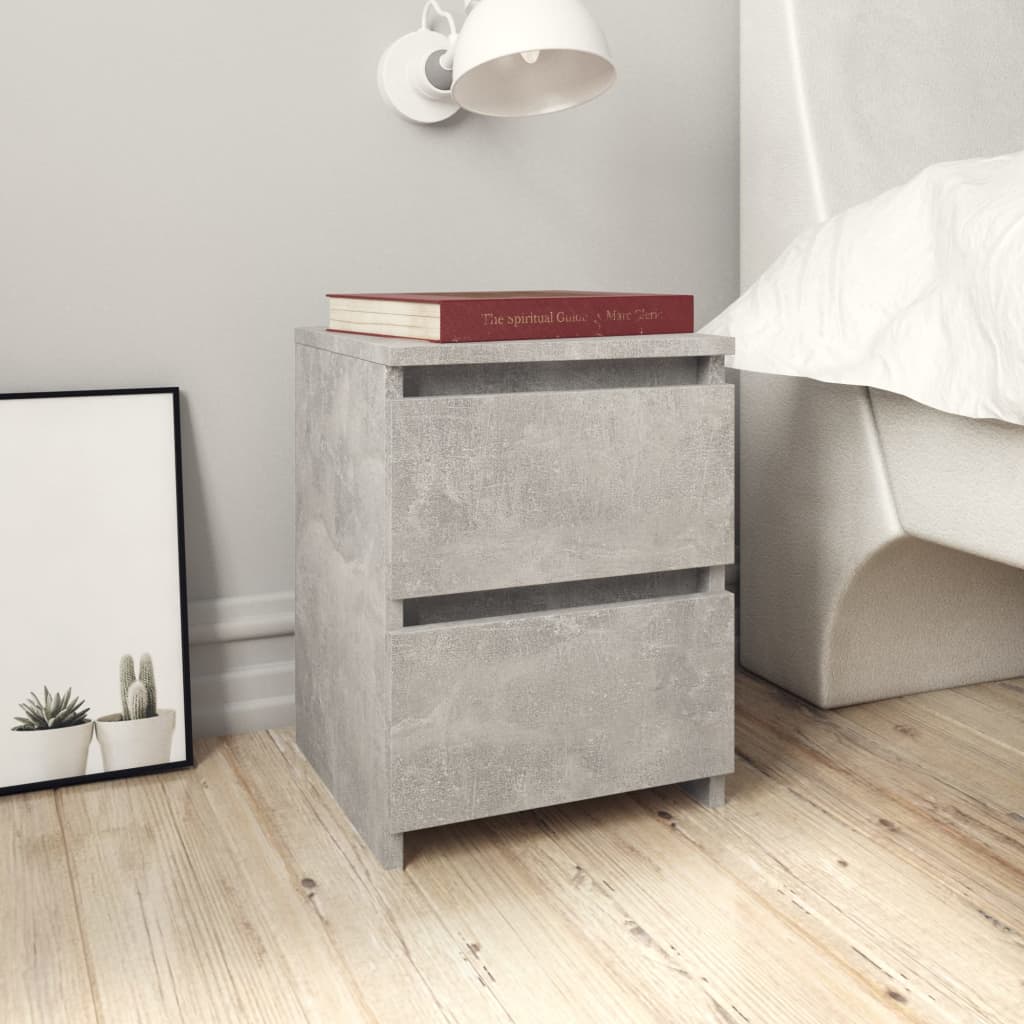 Comodino Grigio Cemento 30x30x40 Cm In Legno Multistrato