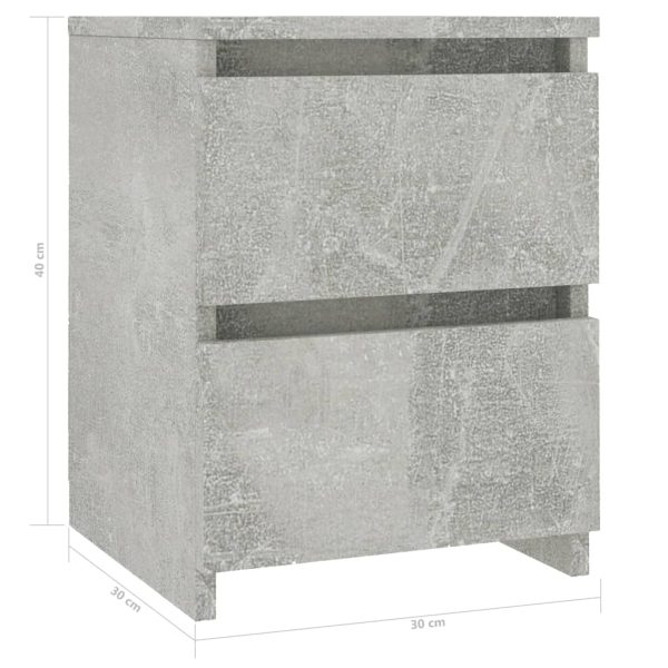 Comodino Grigio Cemento 30x30x40 Cm In Legno Multistrato - Image 6