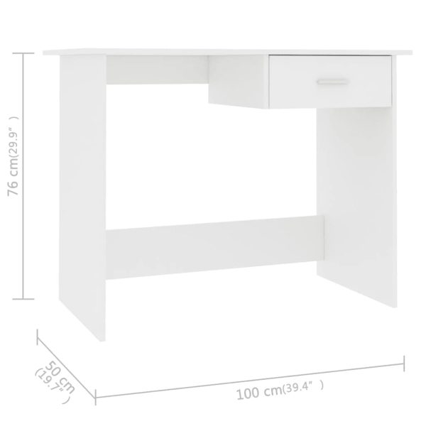 Scrivania Bianca 100x50x76 Cm In Legno Multistrato - Image 6