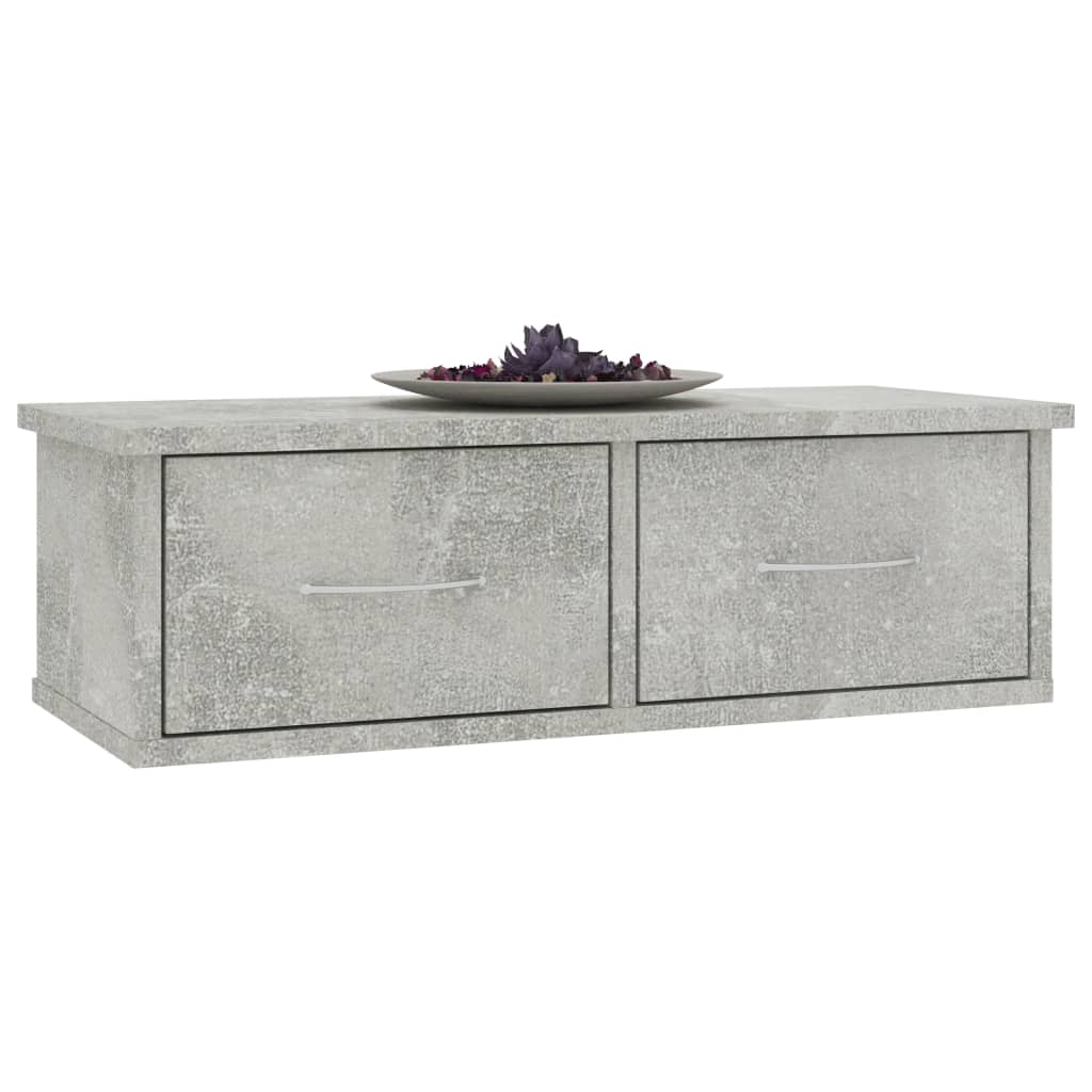 Scaffale Cassetti Parete Grigio Cemento 60x26x18,5 Multistrato - Image 3