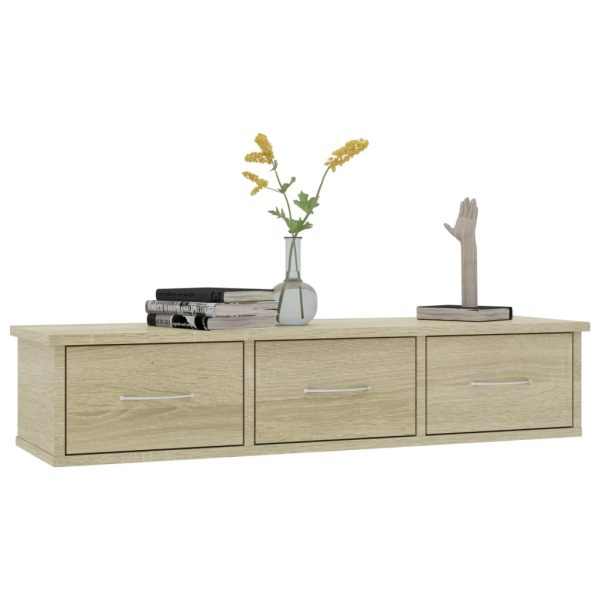 Scaffale Cassetti Parete Rovere Sonoma 88x26x18,5cm Multistrato - Image 3