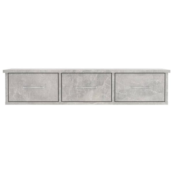 Scaffale Cassetti Parete Grigio Cemento 88x26x18,5 Multistrato - Image 4