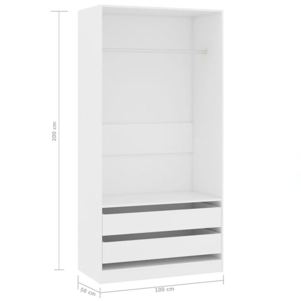 Armadio Bianco 100x50x200 Cm In Legno Multistrato - Image 6