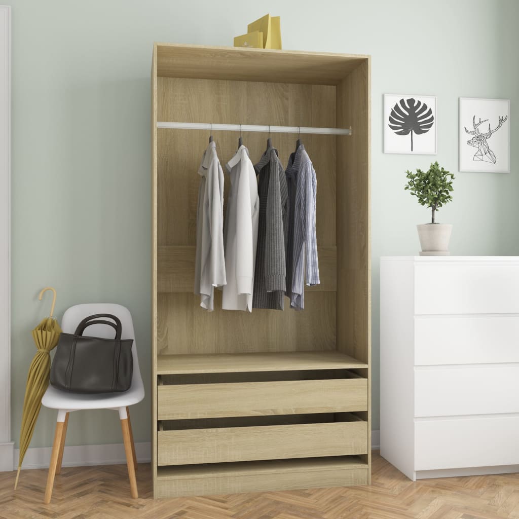 Armadio Rovere Sonoma 100x50x200 Cm In Legno Multistrato