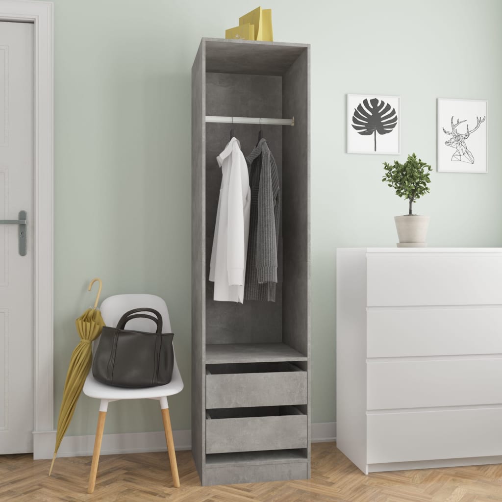Armadio Cassetti Grigio Cemento 50x50x200 Cm Legno Multistrato