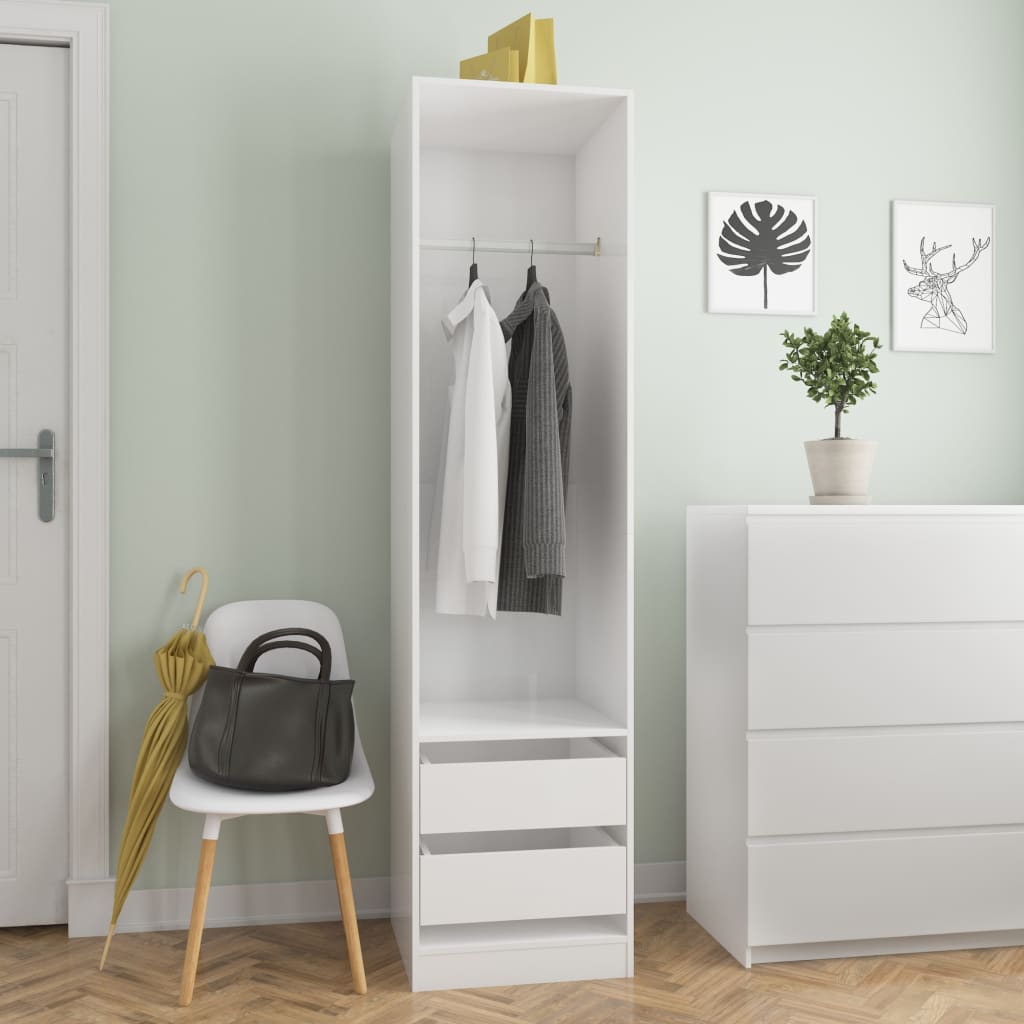 Armadio Cassetti Bianco Lucido 50x50x200 Cm Legno Multistrato