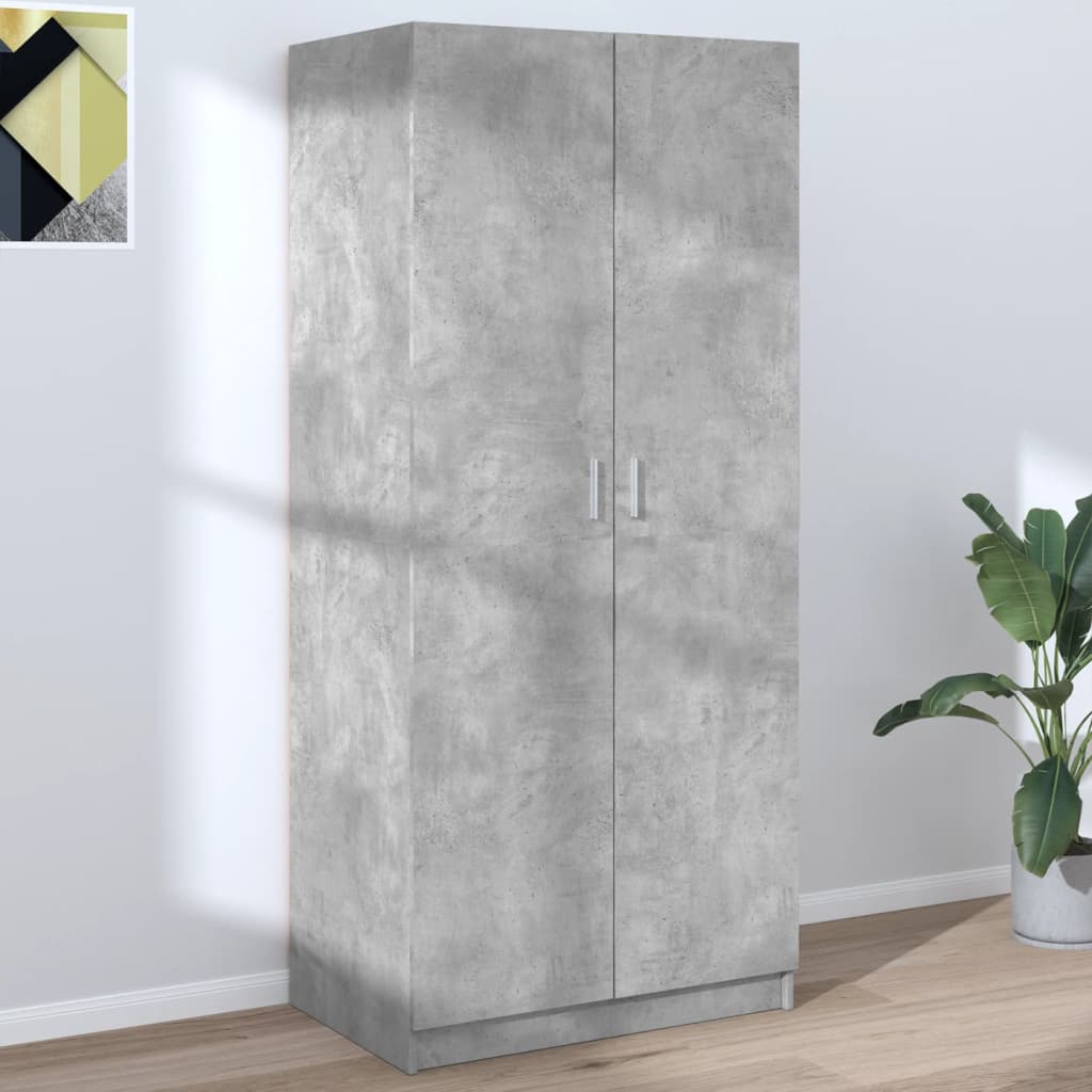 Armadio Grigio Cemento 80x52x180 Cm In Legno Multistrato