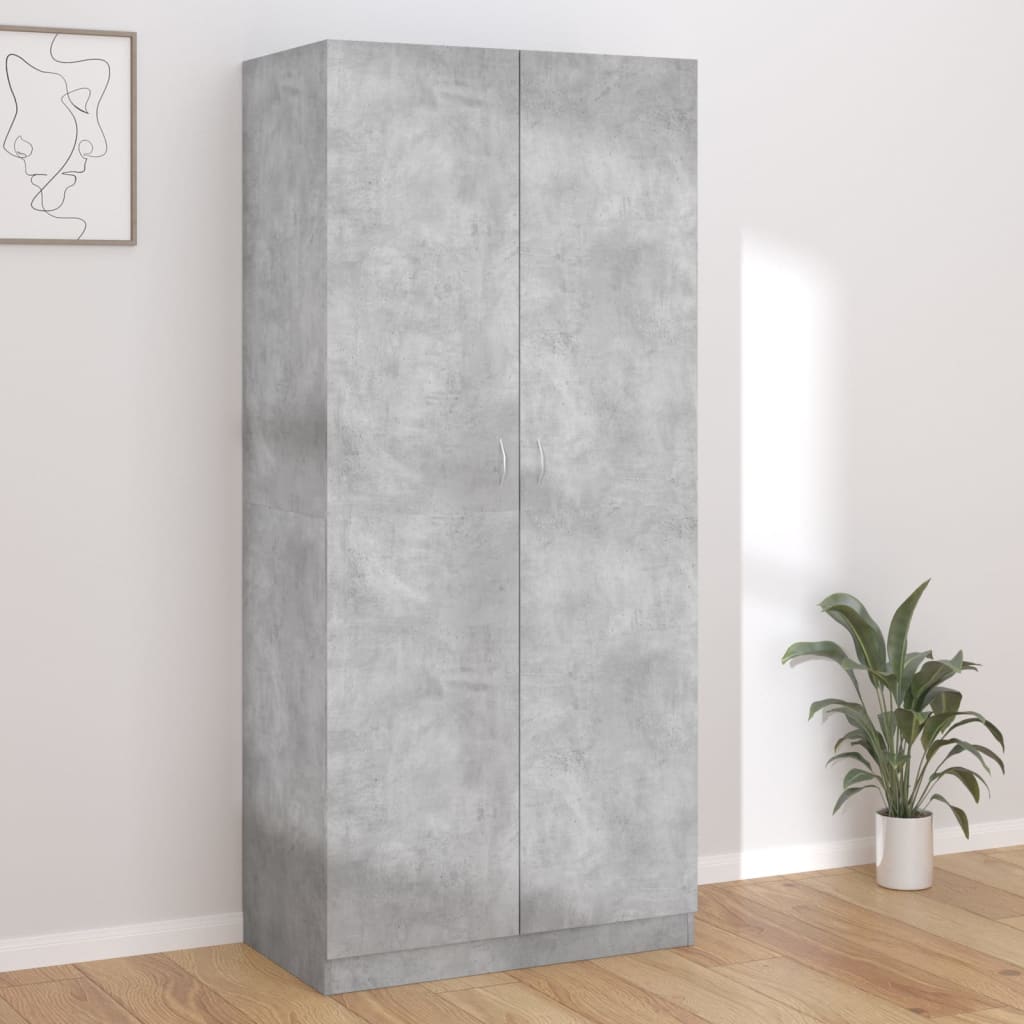Armadio Grigio Cemento 90x52x200 Cm In Legno Multistrato