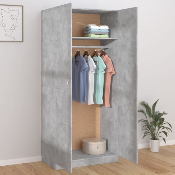 Armadio Grigio Cemento 90x52x200 Cm In Legno Multistrato - Image 3