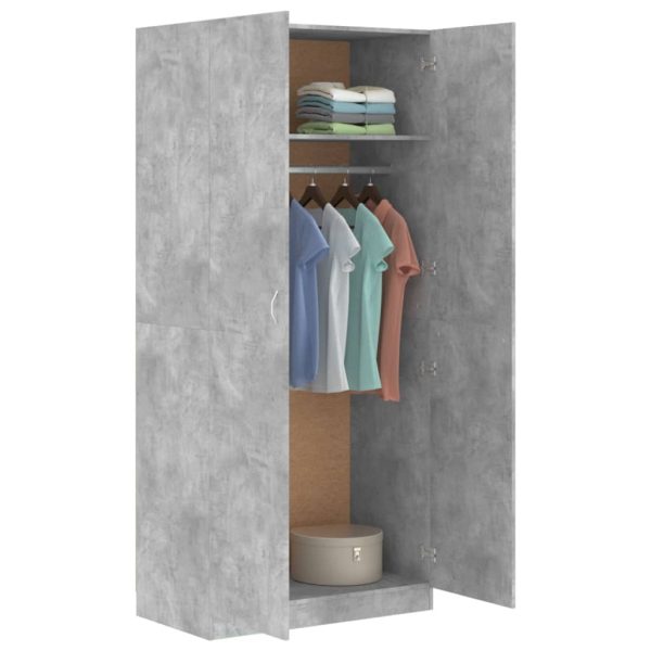 Armadio Grigio Cemento 90x52x200 Cm In Legno Multistrato - Image 4