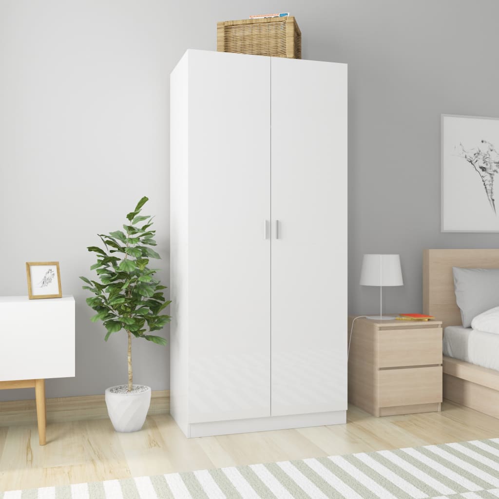 Armadio Bianco Lucido 90x52x200 Cm In Legno Multistrato