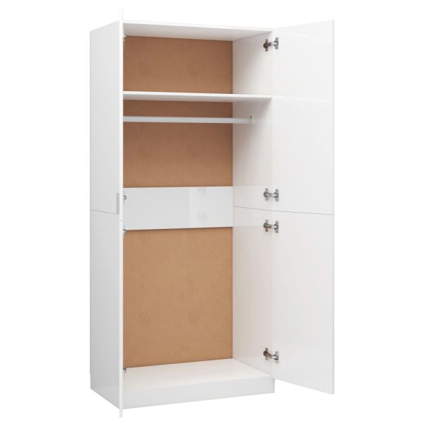 Armadio Bianco Lucido 90x52x200 Cm In Legno Multistrato - Image 5