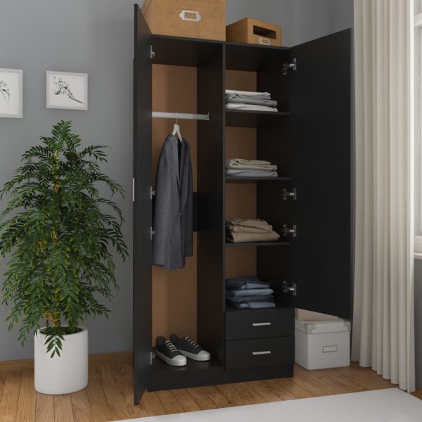 Armadio Nero 80x52x180 Cm In Legno Multistrato - Image 3