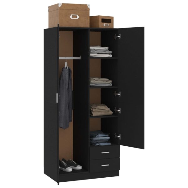 Armadio Nero 80x52x180 Cm In Legno Multistrato - Image 4