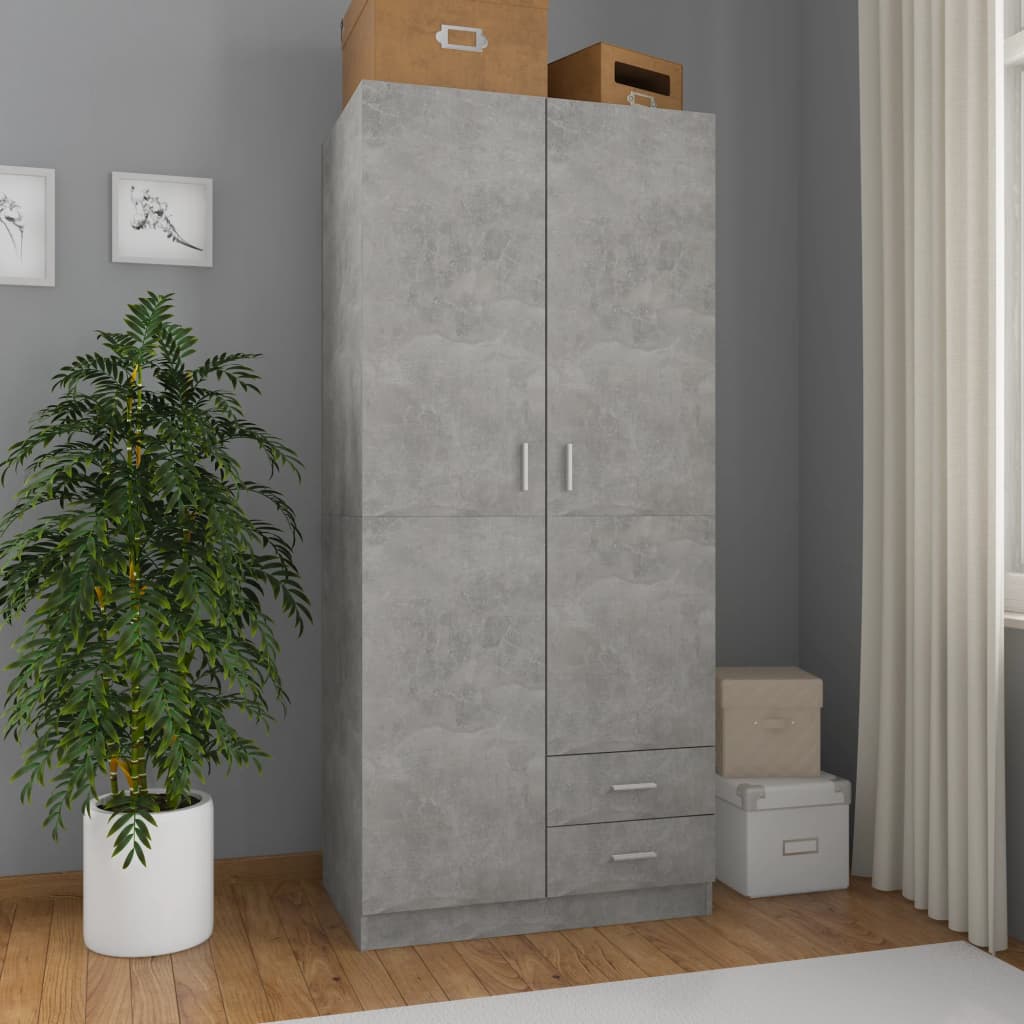 Armadio Grigio Cemento 80x52x180 Cm In Legno Multistrato