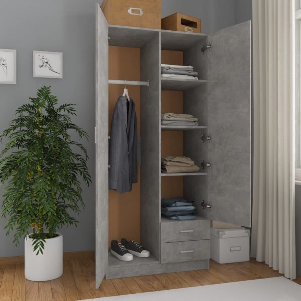 Armadio Grigio Cemento 80x52x180 Cm In Legno Multistrato - Image 3