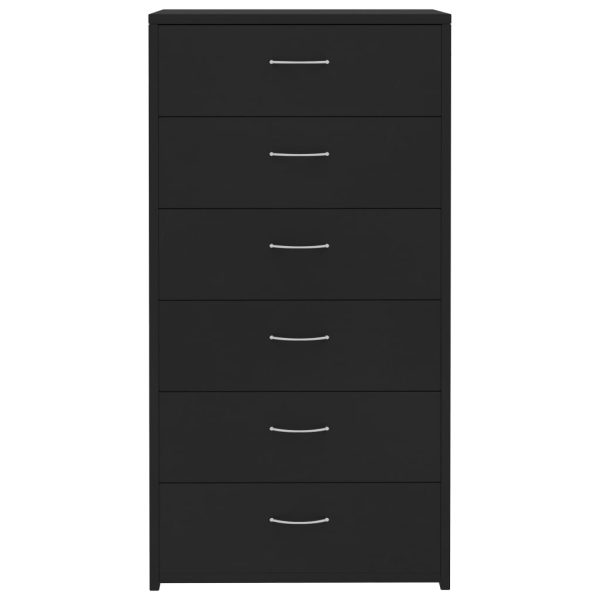 Credenza Con 6 Cassetti Nera 50x34x96 Cm In Legno Multistrato - Image 4