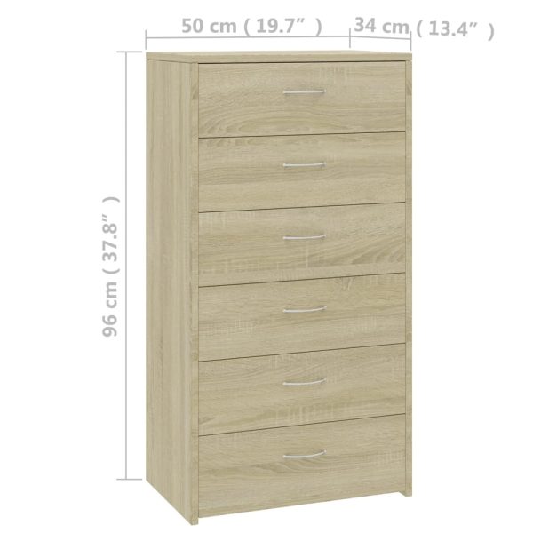 Credenza 6 Cassetti Rovere Sonoma 50x34x96cm Legno Multistrato - Image 6