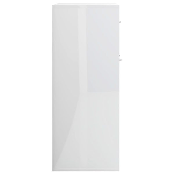 Credenza Bianco Lucido 88x30x70 Cm In Legno Multistrato - Image 6