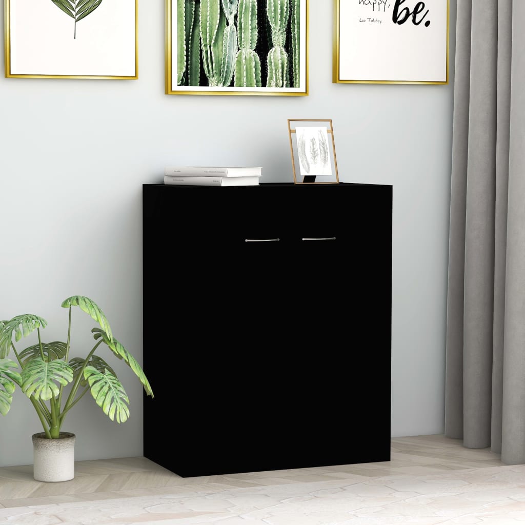 Credenza Nera 60x30x75 Cm In Legno Multistrato