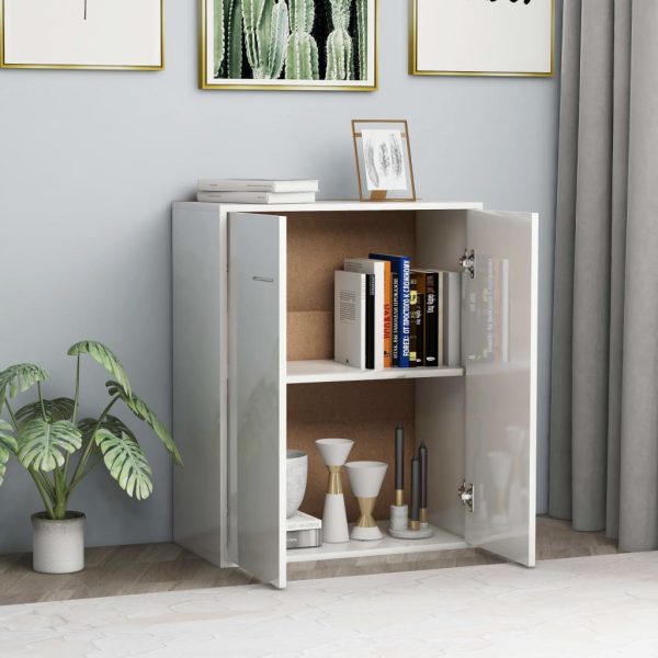 Credenza Bianco Lucido 60x30x75 Cm In Legno Multistrato - Image 3