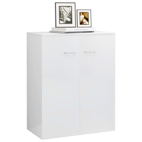 Credenza Bianco Lucido 60x30x75 Cm In Legno Multistrato - Image 4