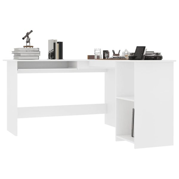 Scrivania Angolare A L Bianca 120x140x75cm In Legno Multistrato - Image 3